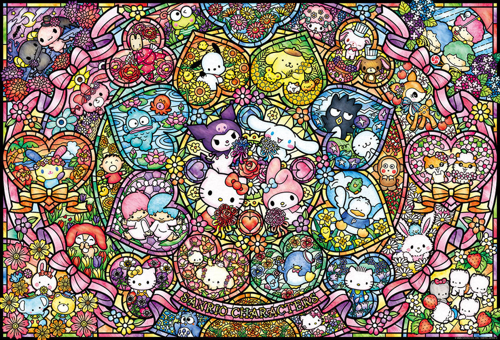 【希少・サイン入】ゲイリー・ベースマン×サンリオ 版画 49/150 額装済 1000-088サンリオキャラクターズ ステンドグラス [ビバリー][ジグソー