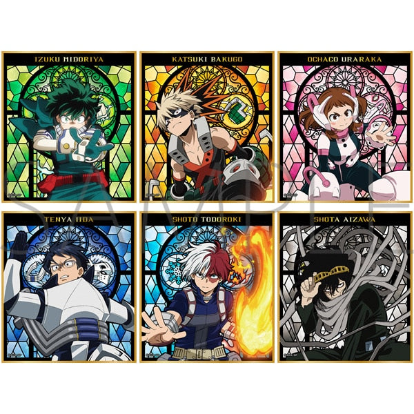 僕のヒーローアカデミア ステンドグラス風 トレーディング箔押しミニ色紙 1箱6個入り [ムービック][トレーディング]