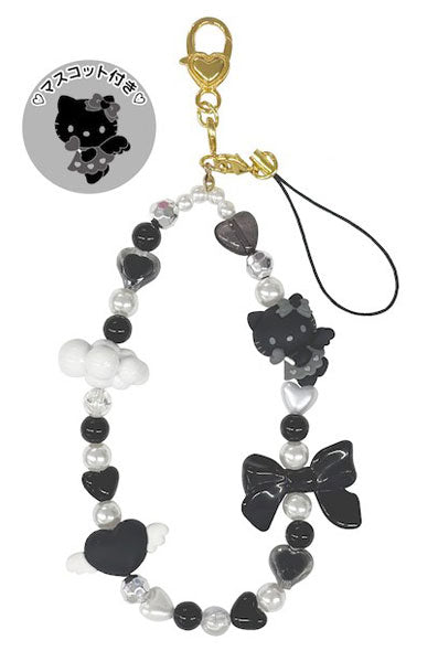 ハローキティ フォンストラップ ブラック [ティー・シー・ピー][GOODS]