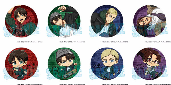 Trading Can Badge Attack on Titan / Skater ver. Box of 8 [Bell House][Trading]