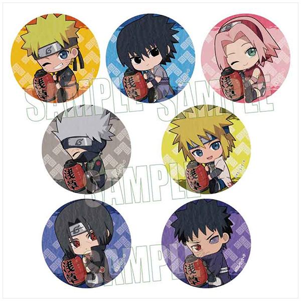 トレーディング和紙風缶バッジ NARUTO-ナルト- 疾風伝/ぎゅぎゅっと 浅草ver. 1箱7個入り [ベルハウス][トレーディング]