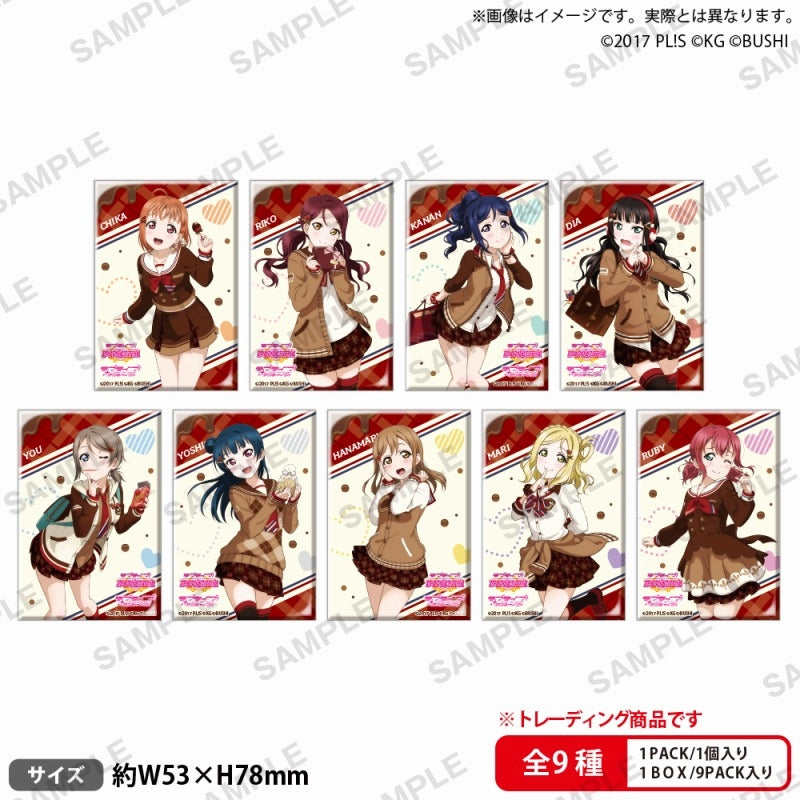 ラブライブ!スクールアイドルフェスティバル  しかくい缶バッジコレクション Aqours バレンタイン編Part2 ver. 1箱9個入り [ブシロード クリエイティブ][トレーディング]