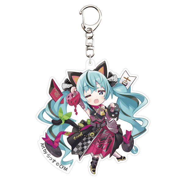 ｢初音ミク×招き猫｣ アクリルキーホルダー Art by らっす 黒猫 立ち右手あげ[KADOKAWA][GOODS][新作]