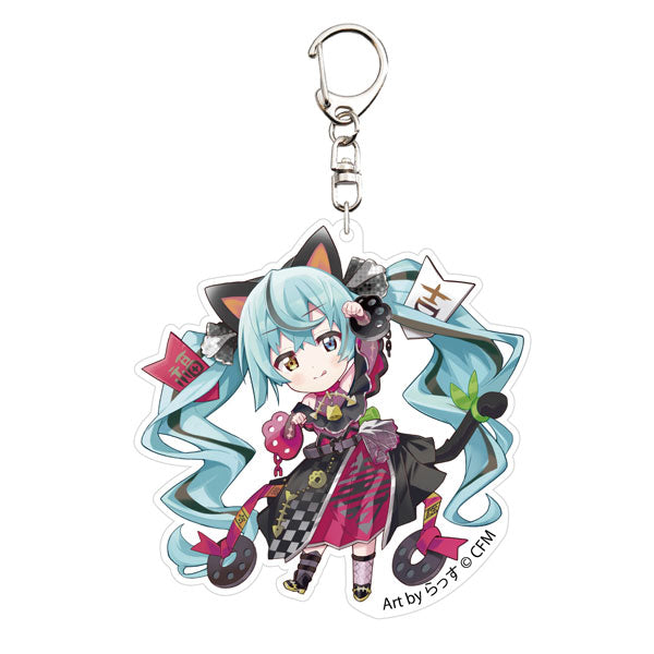 ｢初音ミク×招き猫｣ アクリルキーホルダー Art by らっす 黒猫 立ち左手あげ[KADOKAWA][GOODS][新作]