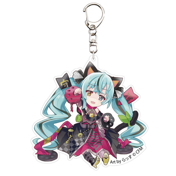 ｢初音ミク×招き猫｣ アクリルキーホルダー Art by らっす 黒猫 座り右手あげ[KADOKAWA][GOODS][新作]