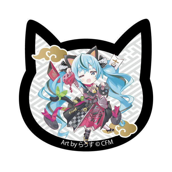 ｢初音ミク×招き猫｣ 猫型アクリルマグネット Art by らっす 黒猫 立ち右手あげ[KADOKAWA][GOODS][新作]