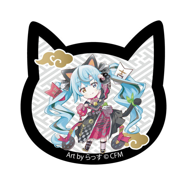 ｢初音ミク×招き猫｣ 猫型アクリルマグネット Art by らっす 黒猫 立ち左手あげ[KADOKAWA][GOODS][新作]