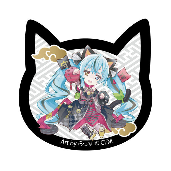 ｢初音ミク×招き猫｣ 猫型アクリルマグネット Art by らっす 黒猫 座り右手あげ[KADOKAWA][GOODS][新作]