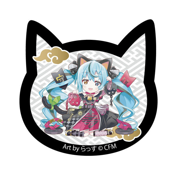 ｢初音ミク×招き猫｣ 猫型アクリルマグネット Art by らっす 黒猫 座り左手あげ[KADOKAWA][GOODS][新作]