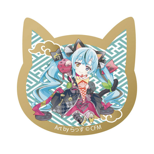 ｢初音ミク×招き猫｣ 猫型アクリルマグネット Art by らっす 黒猫 座り右手あげ クレープ[KADOKAWA][GOODS][新作]
