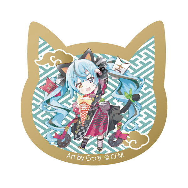 ｢初音ミク×招き猫｣ 猫型アクリルマグネット Art by らっす 黒猫 立ち左手あげ クレープ[KADOKAWA][GOODS][新作]