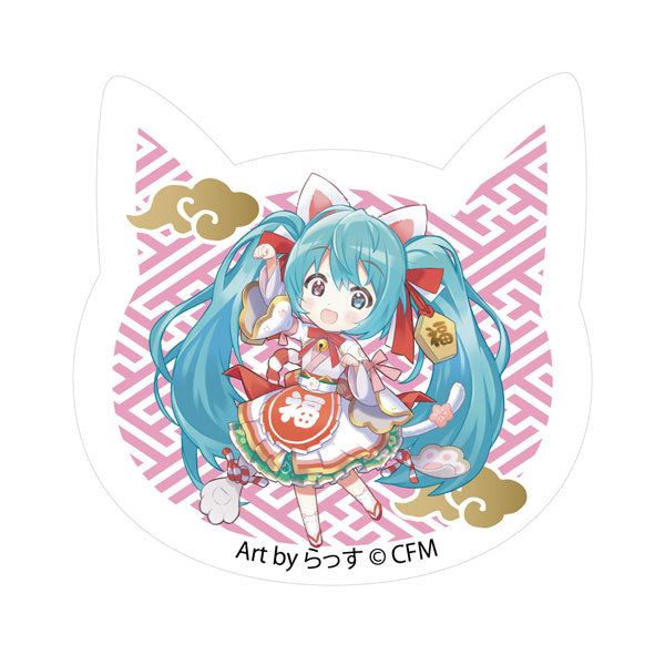 ｢初音ミク×招き猫｣ 猫型アクリルマグネット Art by らっす 白猫 立ち右手あげ[KADOKAWA][GOODS][新作]