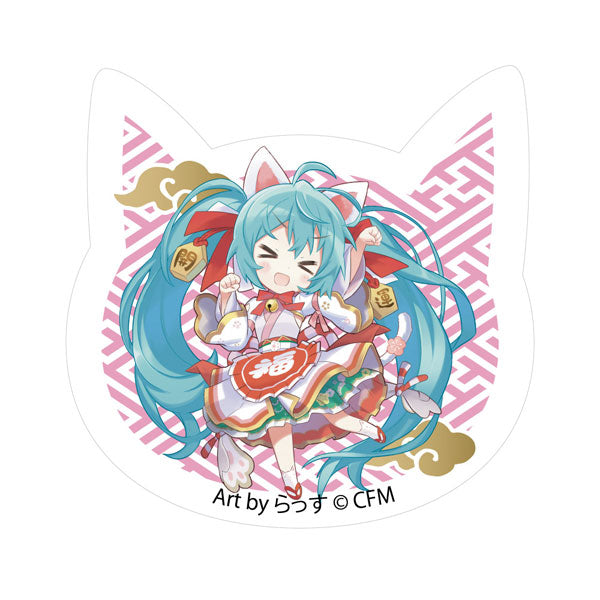 ｢初音ミク×招き猫｣ 猫型アクリルマグネット Art by らっす 白猫 立ち左手あげ[KADOKAWA][GOODS][新作]
