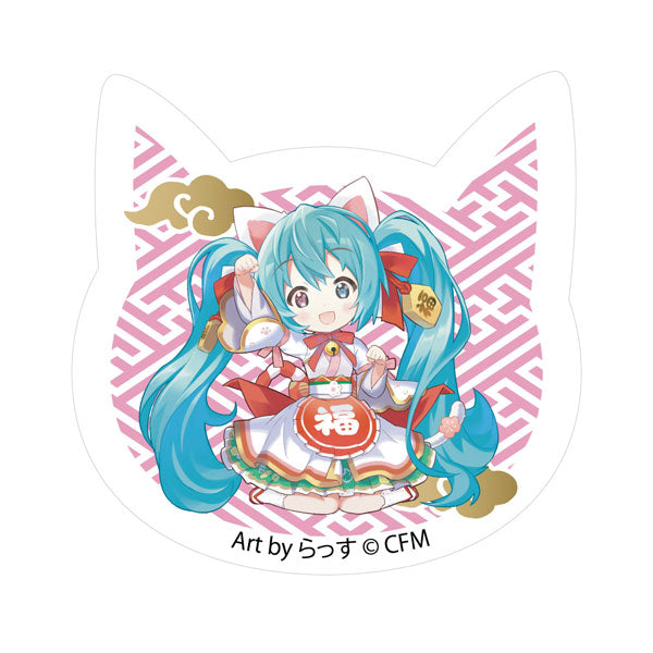 ｢初音ミク×招き猫｣ 猫型アクリルマグネット Art by らっす 白猫 座り右手あげ[KADOKAWA][GOODS][新作]