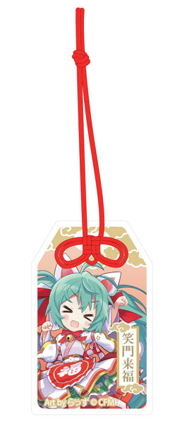 ｢初音ミク×招き猫｣ ご利益別御守風アクリルキーホルダー Art by らっす 白猫 立ち左手あげ[KADOKAWA][GOODS][新作]